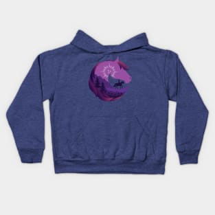 Horse Head Trail Riding Silhouette • Purple Kids Hoodie